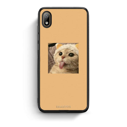 Huawei Y5 2019 Cat Tongue θήκη από τη Smartfits με σχέδιο στο πίσω μέρος και μαύρο περίβλημα | Smartphone case with colorful back and black bezels by Smartfits