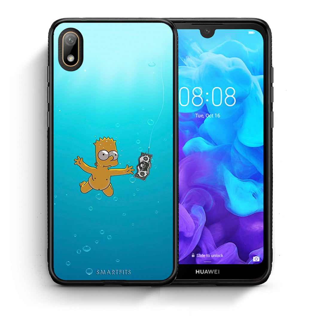 Θήκη Huawei Y5 2019 Chasing Money από τη Smartfits με σχέδιο στο πίσω μέρος και μαύρο περίβλημα | Huawei Y5 2019 Chasing Money case with colorful back and black bezels