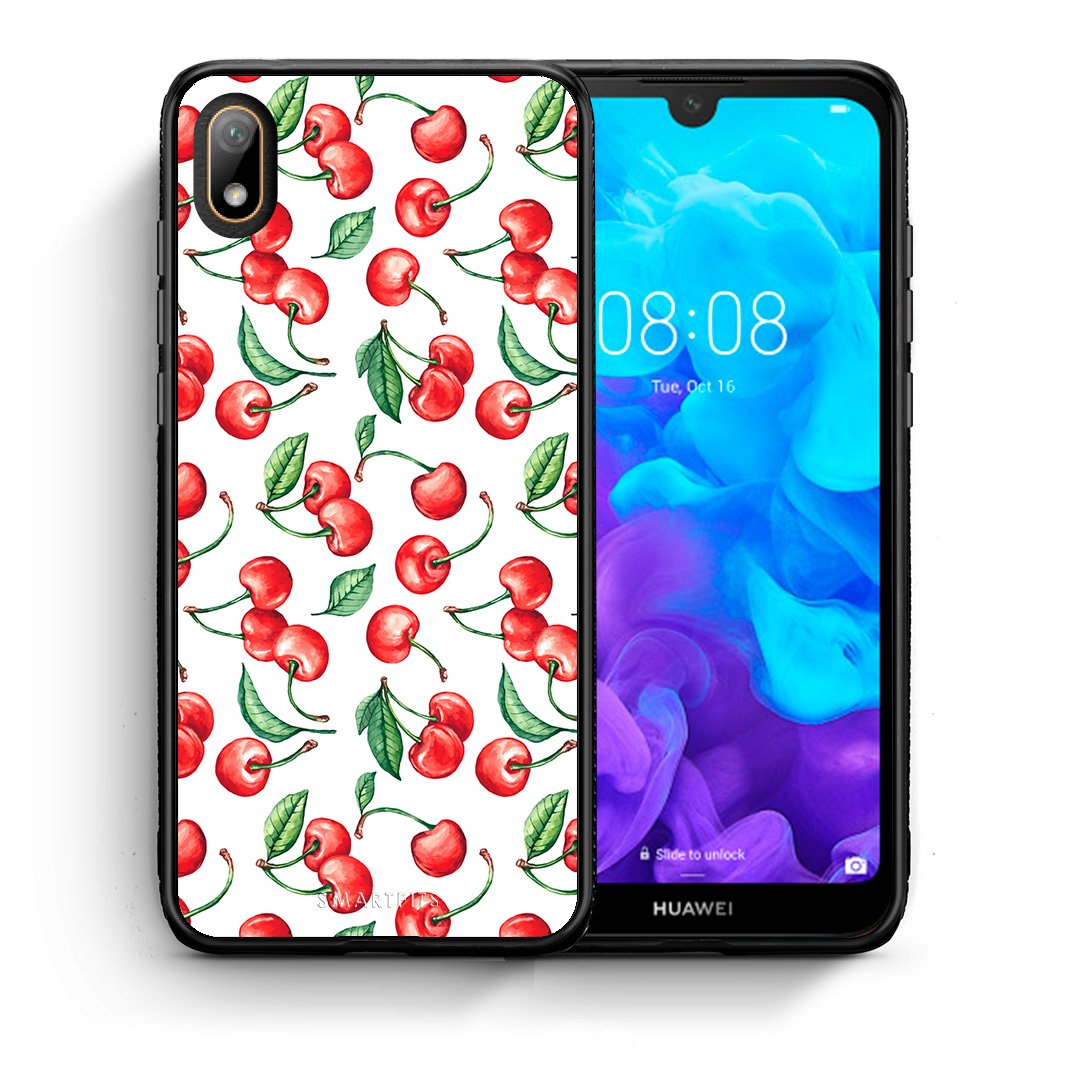 Θήκη Huawei Y5 2019 Cherry Summer από τη Smartfits με σχέδιο στο πίσω μέρος και μαύρο περίβλημα | Huawei Y5 2019 Cherry Summer case with colorful back and black bezels