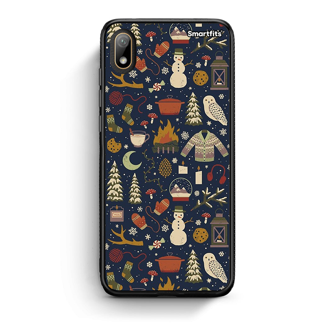 Huawei Y5 2019 Christmas Elements θήκη από τη Smartfits με σχέδιο στο πίσω μέρος και μαύρο περίβλημα | Smartphone case with colorful back and black bezels by Smartfits