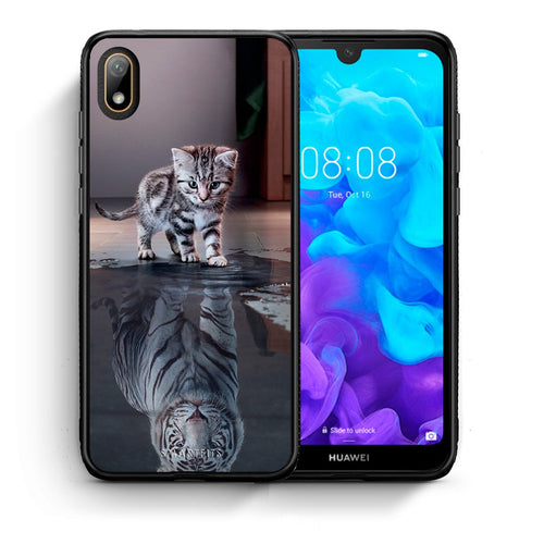 Θήκη Huawei Y5 2019 Tiger Cute από τη Smartfits με σχέδιο στο πίσω μέρος και μαύρο περίβλημα | Huawei Y5 2019 Tiger Cute case with colorful back and black bezels