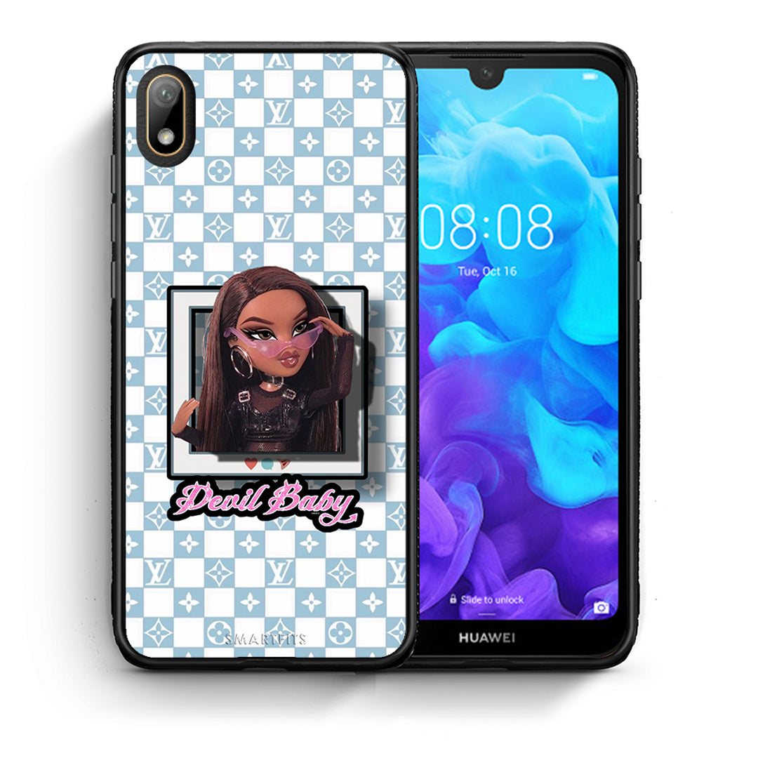 Θήκη Αγίου Βαλεντίνου Huawei Y5 2019 Devil Baby από τη Smartfits με σχέδιο στο πίσω μέρος και μαύρο περίβλημα | Huawei Y5 2019 Devil Baby case with colorful back and black bezels