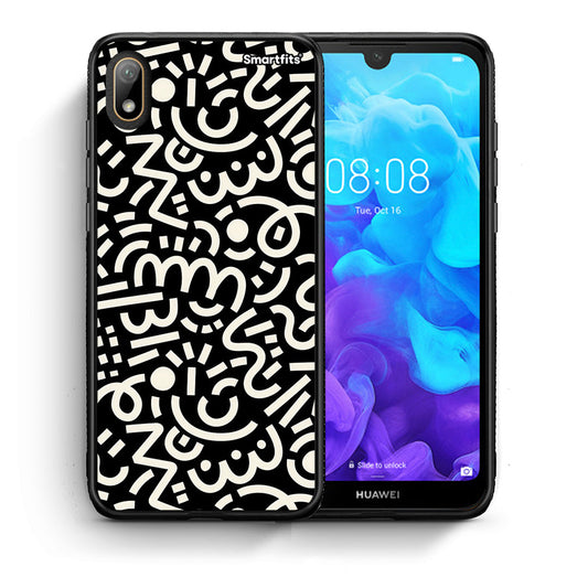Θήκη Huawei Y5 2019 Doodle Art από τη Smartfits με σχέδιο στο πίσω μέρος και μαύρο περίβλημα | Huawei Y5 2019 Doodle Art case with colorful back and black bezels