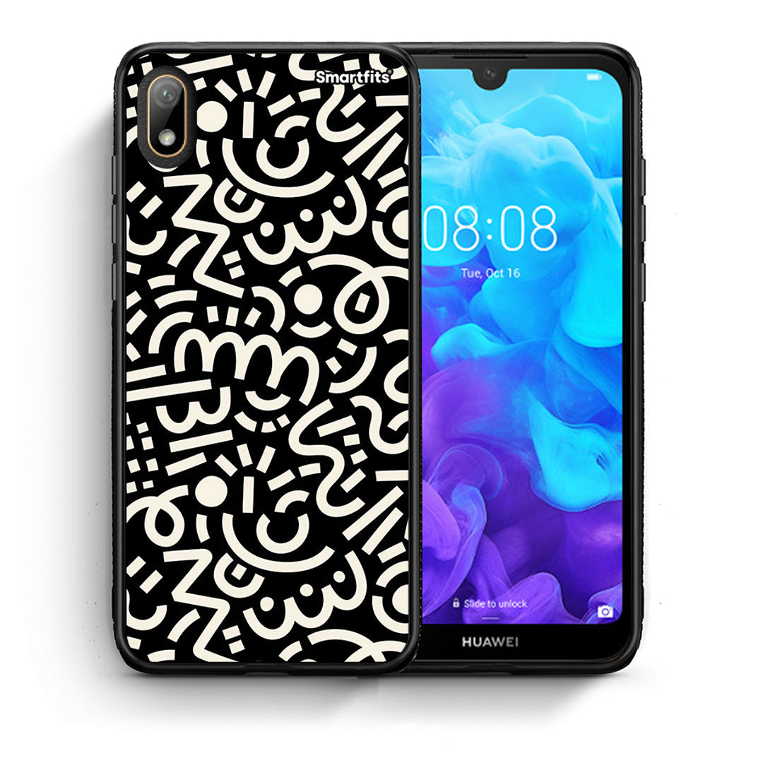 Θήκη Huawei Y5 2019 Doodle Art από τη Smartfits με σχέδιο στο πίσω μέρος και μαύρο περίβλημα | Huawei Y5 2019 Doodle Art case with colorful back and black bezels