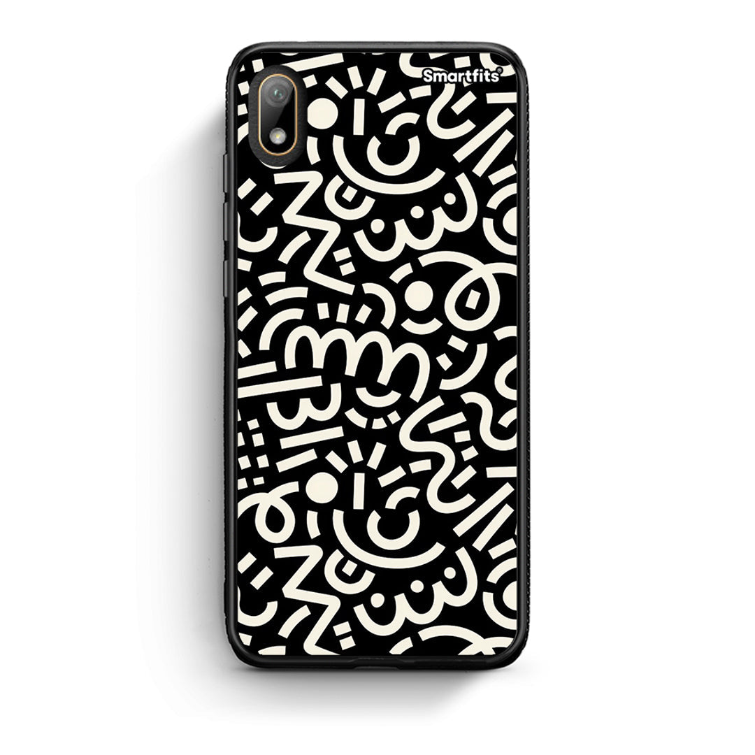 Huawei Y5 2019 Doodle Art Θήκη από τη Smartfits με σχέδιο στο πίσω μέρος και μαύρο περίβλημα | Smartphone case with colorful back and black bezels by Smartfits