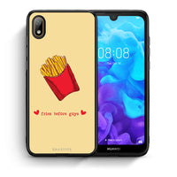 Thumbnail for Θήκη Αγίου Βαλεντίνου Huawei Y5 2019 Fries Before Guys από τη Smartfits με σχέδιο στο πίσω μέρος και μαύρο περίβλημα | Huawei Y5 2019 Fries Before Guys case with colorful back and black bezels
