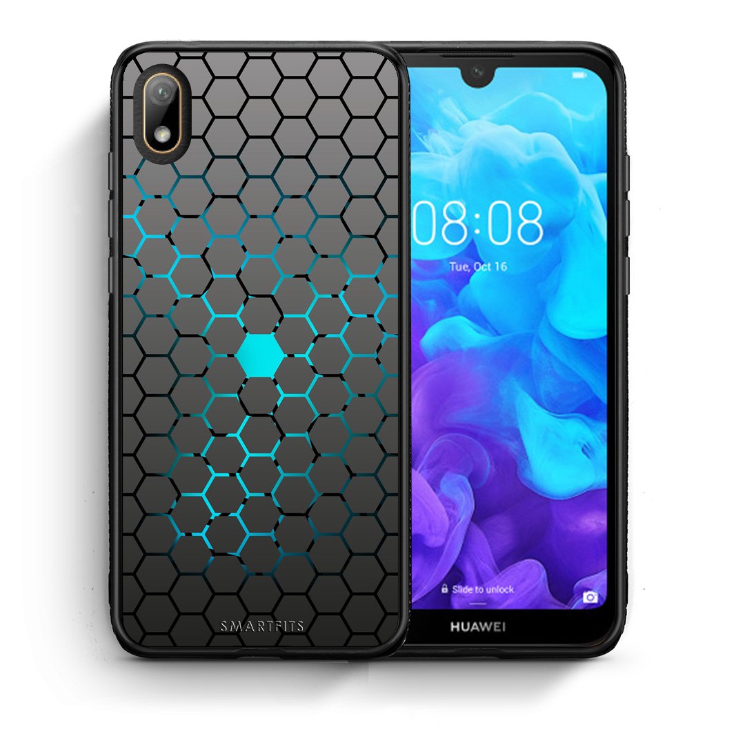 Θήκη Huawei Y5 2019 Hexagonal Geometric από τη Smartfits με σχέδιο στο πίσω μέρος και μαύρο περίβλημα | Huawei Y5 2019 Hexagonal Geometric case with colorful back and black bezels
