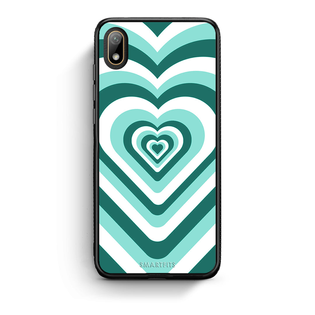 Huawei Y5 2019 Green Hearts θήκη από τη Smartfits με σχέδιο στο πίσω μέρος και μαύρο περίβλημα | Smartphone case with colorful back and black bezels by Smartfits