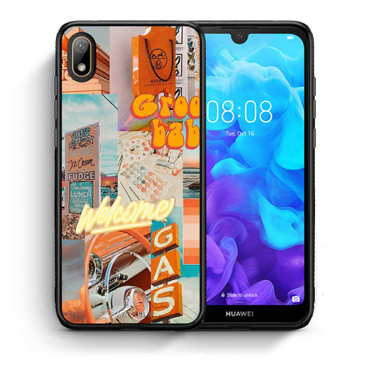 Θήκη Αγίου Βαλεντίνου Huawei Y5 2019 Groovy Babe από τη Smartfits με σχέδιο στο πίσω μέρος και μαύρο περίβλημα | Huawei Y5 2019 Groovy Babe case with colorful back and black bezels