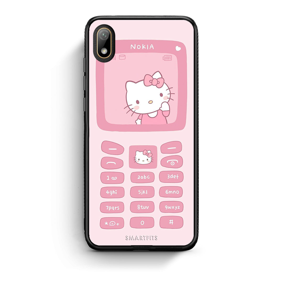 Huawei Y5 2019 Hello Kitten Θήκη Αγίου Βαλεντίνου από τη Smartfits με σχέδιο στο πίσω μέρος και μαύρο περίβλημα | Smartphone case with colorful back and black bezels by Smartfits