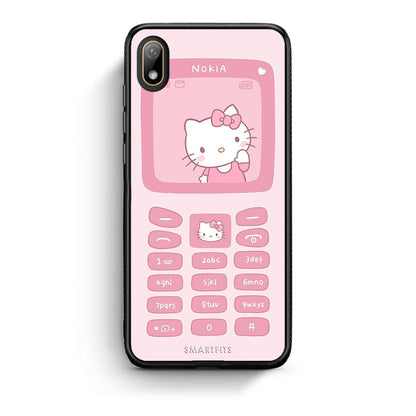 Huawei Y5 2019 Hello Kitten Θήκη Αγίου Βαλεντίνου από τη Smartfits με σχέδιο στο πίσω μέρος και μαύρο περίβλημα | Smartphone case with colorful back and black bezels by Smartfits