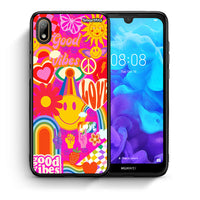 Thumbnail for Θήκη Huawei Y5 2019 Hippie Love από τη Smartfits με σχέδιο στο πίσω μέρος και μαύρο περίβλημα | Huawei Y5 2019 Hippie Love case with colorful back and black bezels