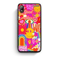 Thumbnail for Huawei Y5 2019 Hippie Love θήκη από τη Smartfits με σχέδιο στο πίσω μέρος και μαύρο περίβλημα | Smartphone case with colorful back and black bezels by Smartfits