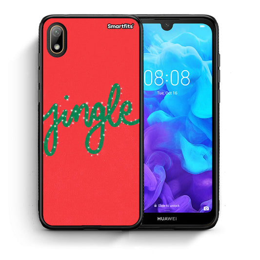 Θήκη Huawei Y5 2019 Jingle Xmas από τη Smartfits με σχέδιο στο πίσω μέρος και μαύρο περίβλημα | Huawei Y5 2019 Jingle Xmas case with colorful back and black bezels