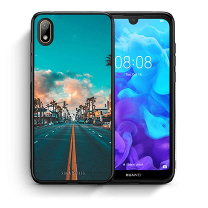 Θήκη Huawei Y5 2019 City Landscape από τη Smartfits με σχέδιο στο πίσω μέρος και μαύρο περίβλημα | Huawei Y5 2019 City Landscape case with colorful back and black bezels