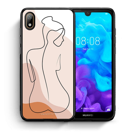 Θήκη Huawei Y5 2019 LineArt Woman από τη Smartfits με σχέδιο στο πίσω μέρος και μαύρο περίβλημα | Huawei Y5 2019 LineArt Woman case with colorful back and black bezels