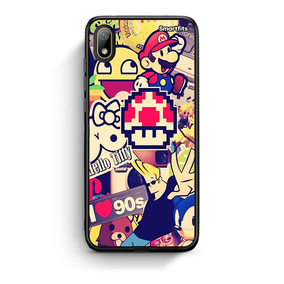 Huawei Y5 2019 Love The 90s θήκη από τη Smartfits με σχέδιο στο πίσω μέρος και μαύρο περίβλημα | Smartphone case with colorful back and black bezels by Smartfits
