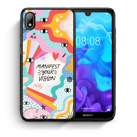 Θήκη Huawei Y5 2019 Manifest Your Vision από τη Smartfits με σχέδιο στο πίσω μέρος και μαύρο περίβλημα | Huawei Y5 2019 Manifest Your Vision case with colorful back and black bezels