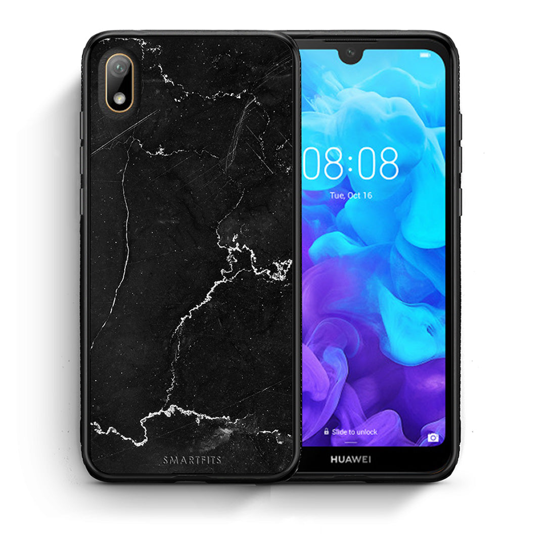 Θήκη Huawei Y5 2019 Marble Black από τη Smartfits με σχέδιο στο πίσω μέρος και μαύρο περίβλημα | Huawei Y5 2019 Marble Black case with colorful back and black bezels