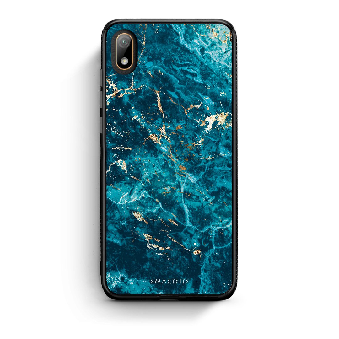 Huawei Y5 2019 Marble Blue θήκη από τη Smartfits με σχέδιο στο πίσω μέρος και μαύρο περίβλημα | Smartphone case with colorful back and black bezels by Smartfits
