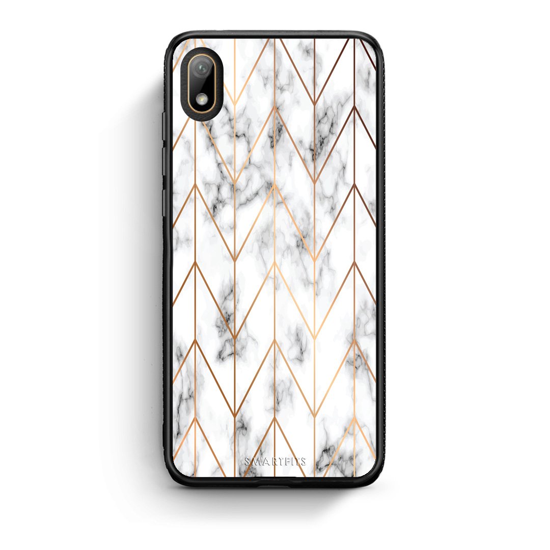44 - Huawei Y5 2019 Gold Geometric Marble case, cover, bumper