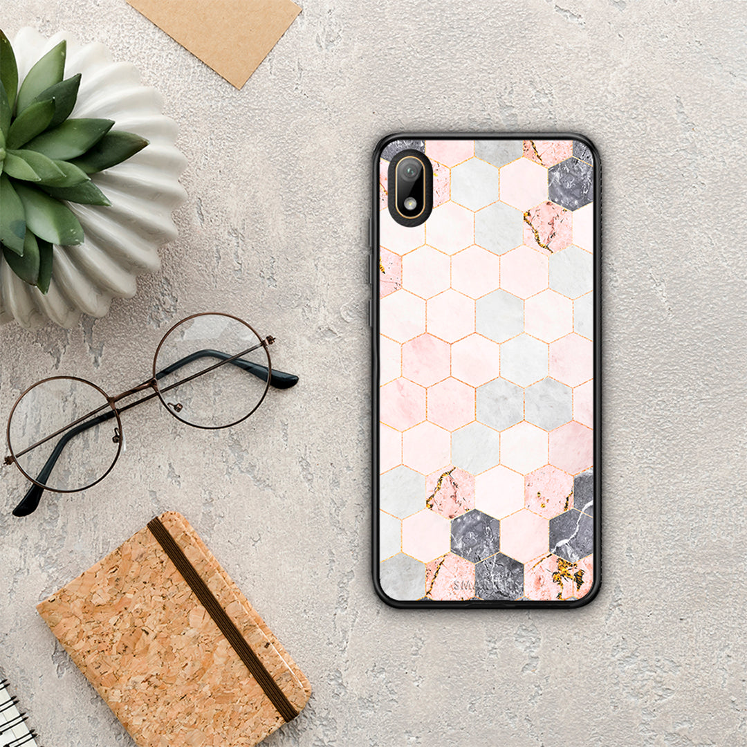 Marble Hexagon Pink - Huawei Y5 2019 θήκη