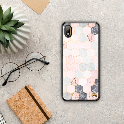 Marble Hexagon Pink - Huawei Y5 2019 θήκη