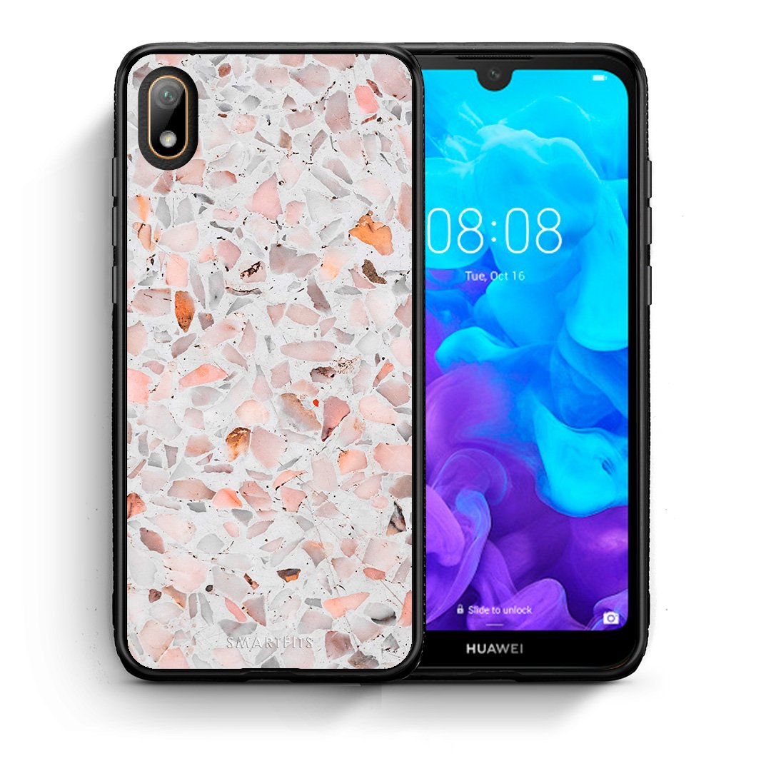 Θήκη Huawei Y5 2019 Marble Terrazzo από τη Smartfits με σχέδιο στο πίσω μέρος και μαύρο περίβλημα | Huawei Y5 2019 Marble Terrazzo case with colorful back and black bezels