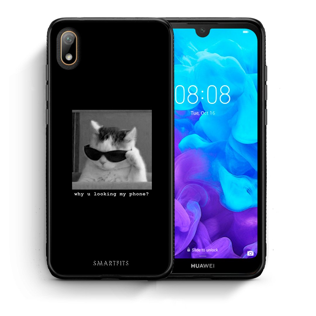 Θήκη Huawei Y5 2019 Meme Cat από τη Smartfits με σχέδιο στο πίσω μέρος και μαύρο περίβλημα | Huawei Y5 2019 Meme Cat case with colorful back and black bezels