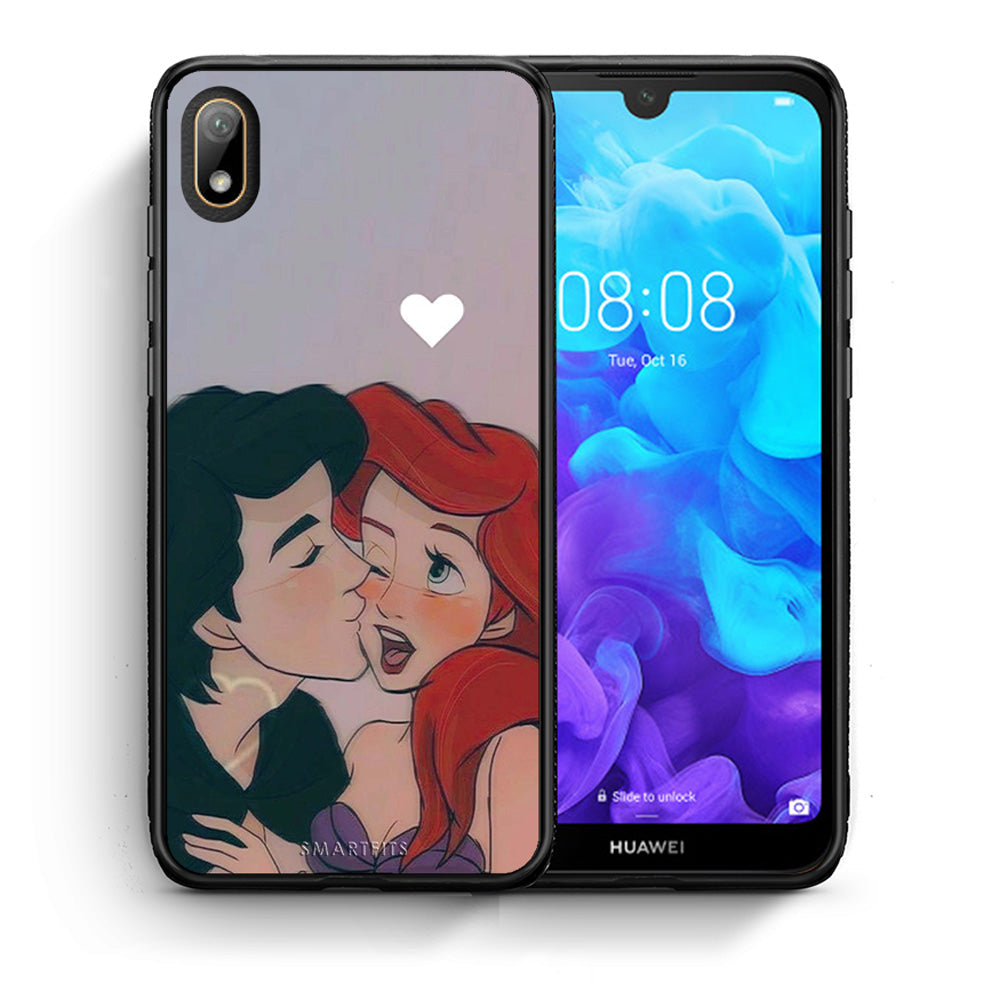 Θήκη Αγίου Βαλεντίνου Huawei Y5 2019 Mermaid Love από τη Smartfits με σχέδιο στο πίσω μέρος και μαύρο περίβλημα | Huawei Y5 2019 Mermaid Love case with colorful back and black bezels