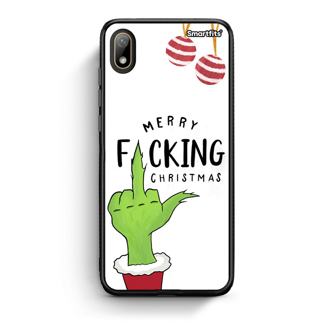 Huawei Y5 2019 Merry F Xmas θήκη από τη Smartfits με σχέδιο στο πίσω μέρος και μαύρο περίβλημα | Smartphone case with colorful back and black bezels by Smartfits