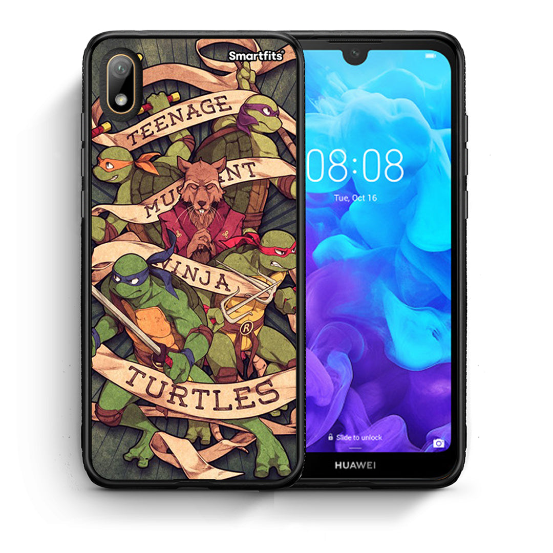Θήκη Huawei Y5 2019 Ninja Turtles από τη Smartfits με σχέδιο στο πίσω μέρος και μαύρο περίβλημα | Huawei Y5 2019 Ninja Turtles case with colorful back and black bezels