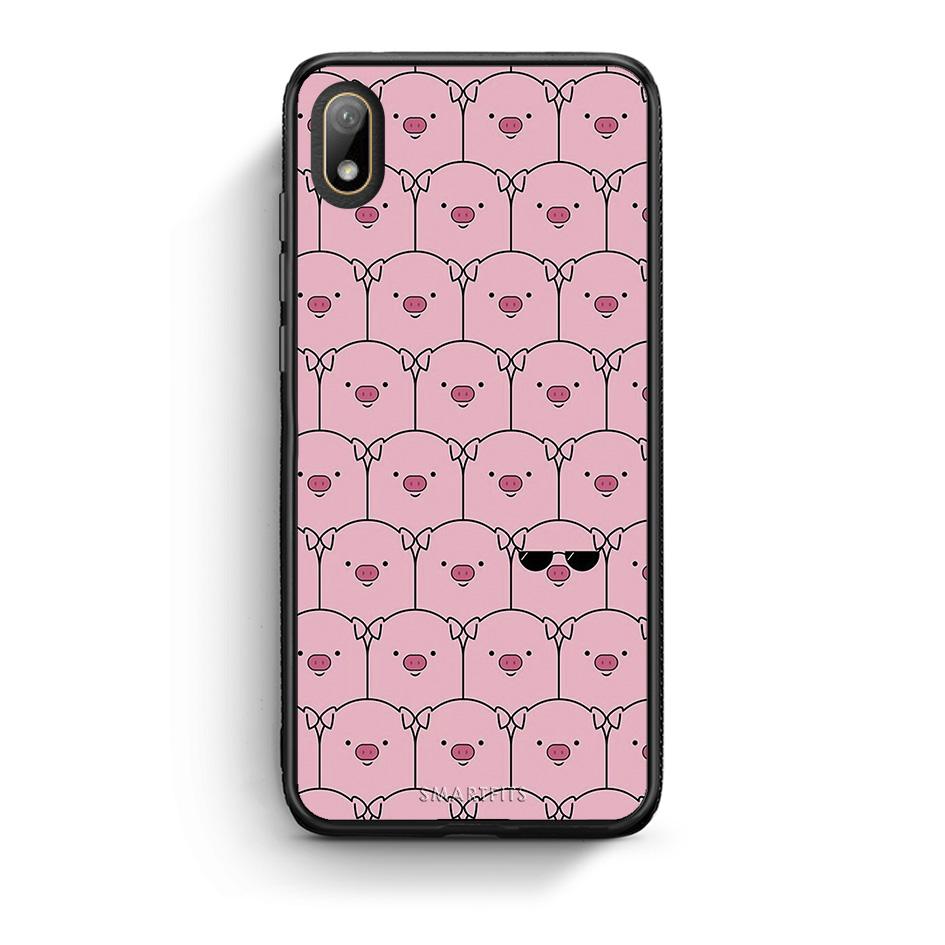 Huawei Y5 2019 Pig Glasses θήκη από τη Smartfits με σχέδιο στο πίσω μέρος και μαύρο περίβλημα | Smartphone case with colorful back and black bezels by Smartfits