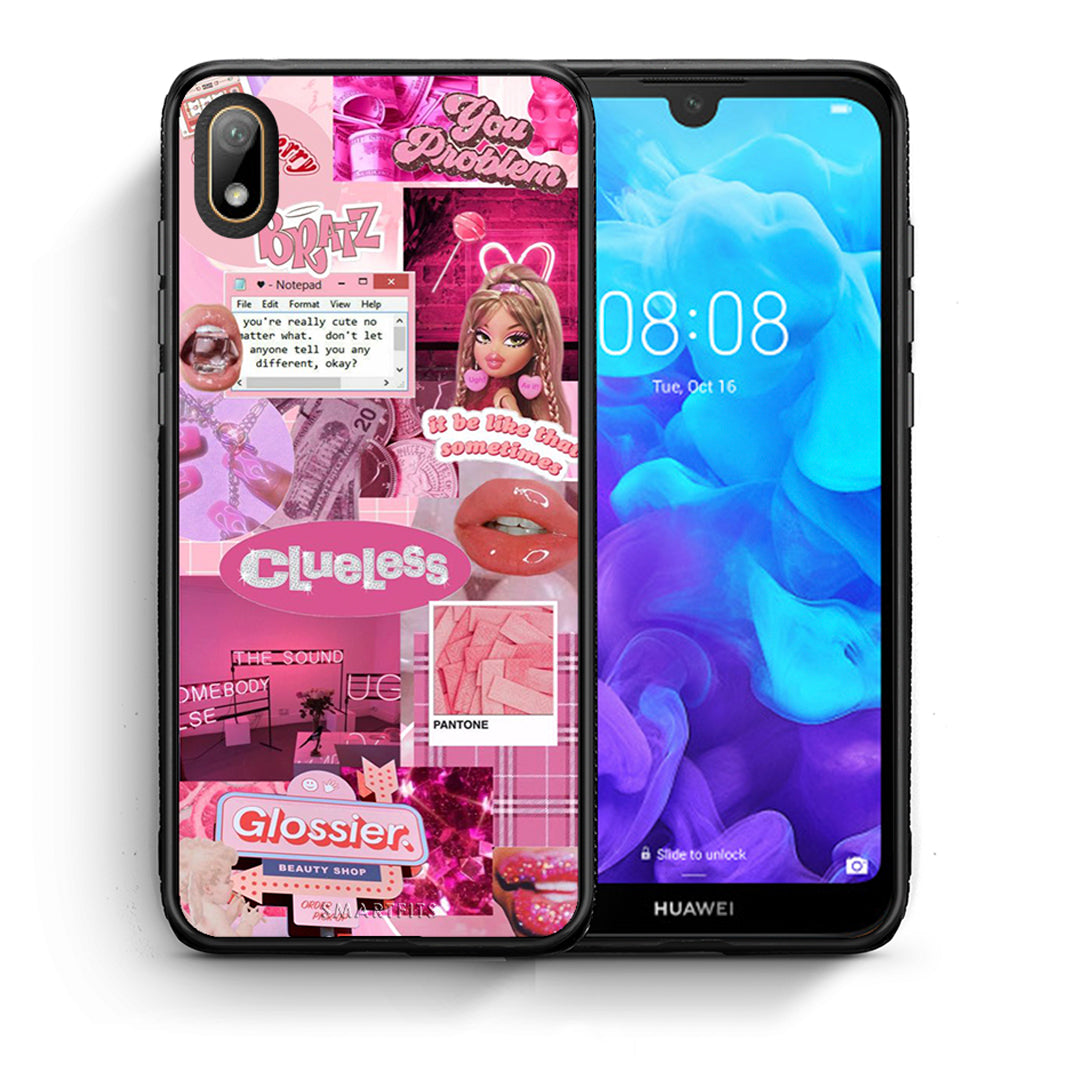 Θήκη Αγίου Βαλεντίνου Huawei Y5 2019 Pink Love από τη Smartfits με σχέδιο στο πίσω μέρος και μαύρο περίβλημα | Huawei Y5 2019 Pink Love case with colorful back and black bezels