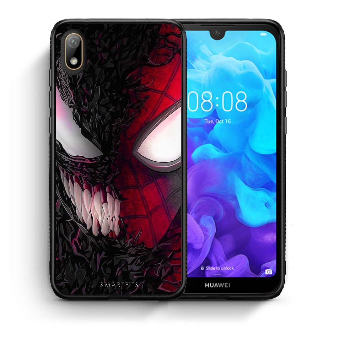 Θήκη Huawei Y5 2019 SpiderVenom PopArt από τη Smartfits με σχέδιο στο πίσω μέρος και μαύρο περίβλημα | Huawei Y5 2019 SpiderVenom PopArt case with colorful back and black bezels