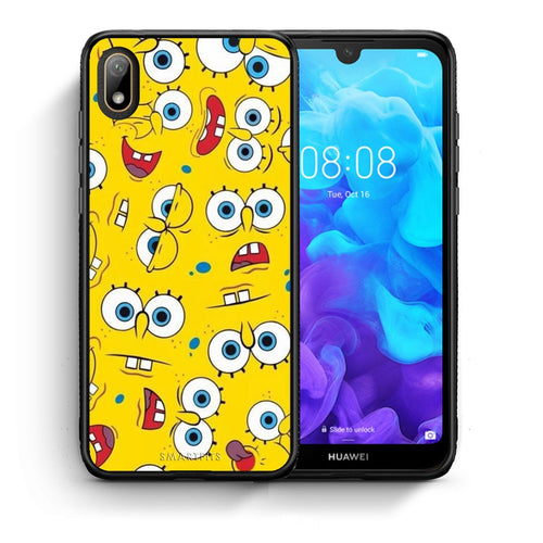 Θήκη Huawei Y5 2019 Sponge PopArt από τη Smartfits με σχέδιο στο πίσω μέρος και μαύρο περίβλημα | Huawei Y5 2019 Sponge PopArt case with colorful back and black bezels