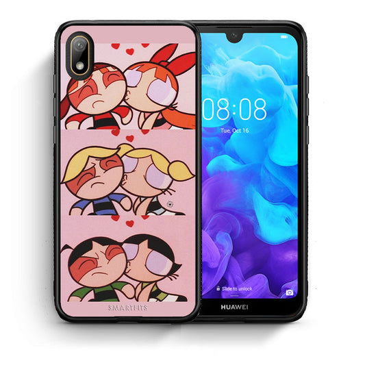 Θήκη Αγίου Βαλεντίνου Huawei Y5 2019 Puff Love από τη Smartfits με σχέδιο στο πίσω μέρος και μαύρο περίβλημα | Huawei Y5 2019 Puff Love case with colorful back and black bezels