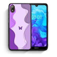 Thumbnail for Θήκη Αγίου Βαλεντίνου Huawei Y5 2019 Purple Mariposa από τη Smartfits με σχέδιο στο πίσω μέρος και μαύρο περίβλημα | Huawei Y5 2019 Purple Mariposa case with colorful back and black bezels