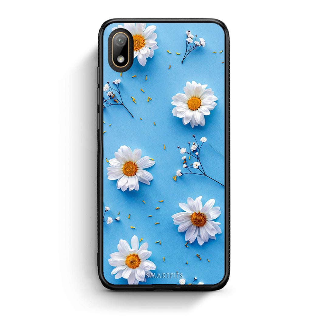 Huawei Y5 2019 Real Daisies θήκη από τη Smartfits με σχέδιο στο πίσω μέρος και μαύρο περίβλημα | Smartphone case with colorful back and black bezels by Smartfits
