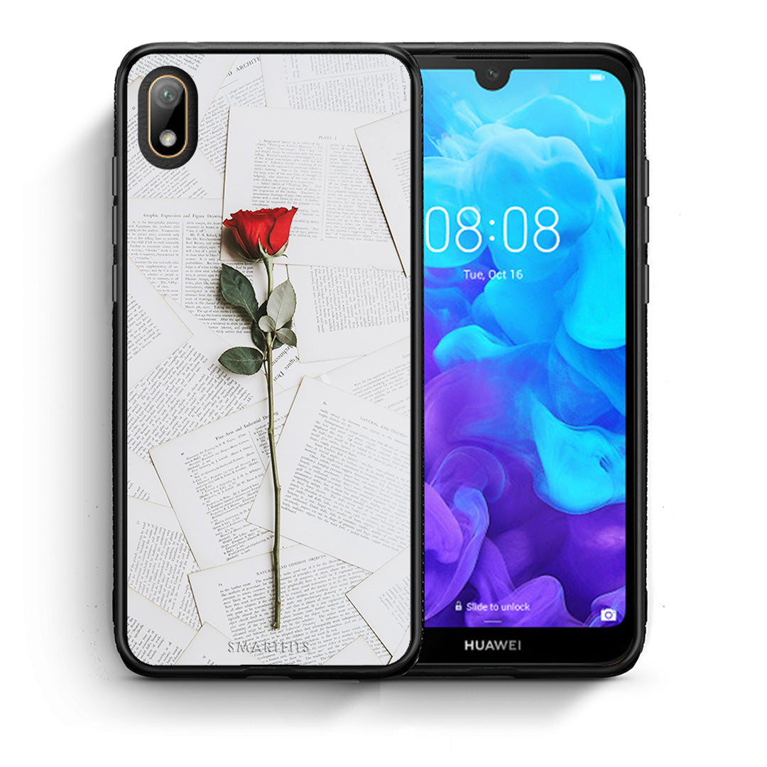 Θήκη Huawei Y5 2019 Red Rose από τη Smartfits με σχέδιο στο πίσω μέρος και μαύρο περίβλημα | Huawei Y5 2019 Red Rose case with colorful back and black bezels