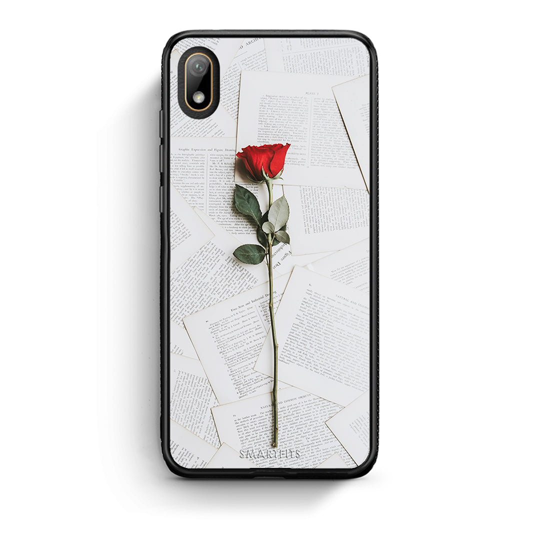 Huawei Y5 2019 Red Rose θήκη από τη Smartfits με σχέδιο στο πίσω μέρος και μαύρο περίβλημα | Smartphone case with colorful back and black bezels by Smartfits