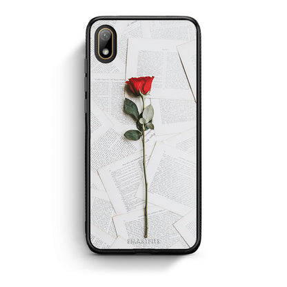 Huawei Y5 2019 Red Rose θήκη από τη Smartfits με σχέδιο στο πίσω μέρος και μαύρο περίβλημα | Smartphone case with colorful back and black bezels by Smartfits