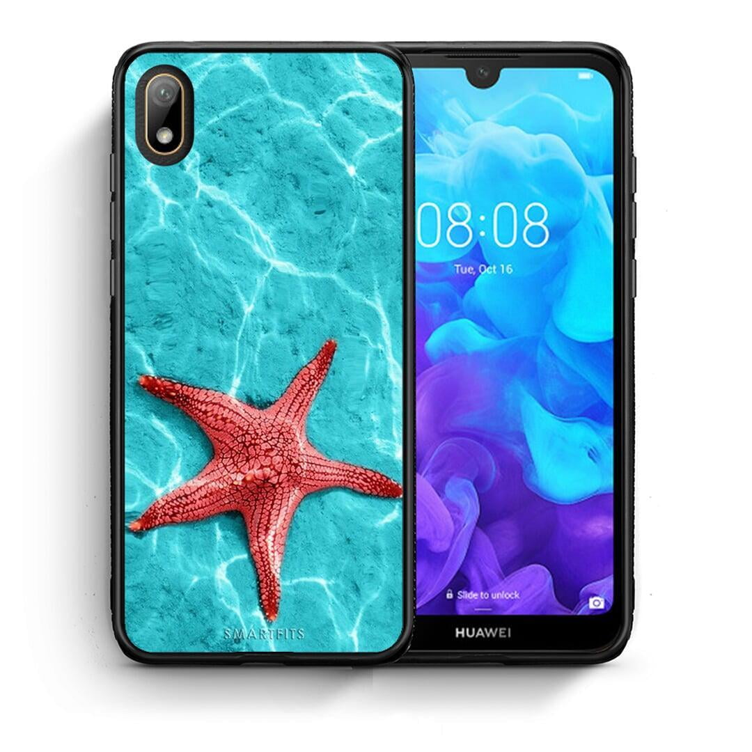 Θήκη Huawei Y5 2019 Red Starfish από τη Smartfits με σχέδιο στο πίσω μέρος και μαύρο περίβλημα | Huawei Y5 2019 Red Starfish case with colorful back and black bezels