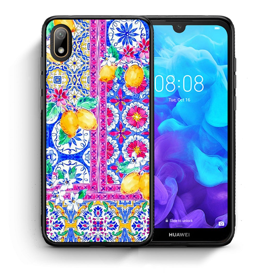 Θήκη Huawei Y5 2019 Retro Spring από τη Smartfits με σχέδιο στο πίσω μέρος και μαύρο περίβλημα | Huawei Y5 2019 Retro Spring case with colorful back and black bezels