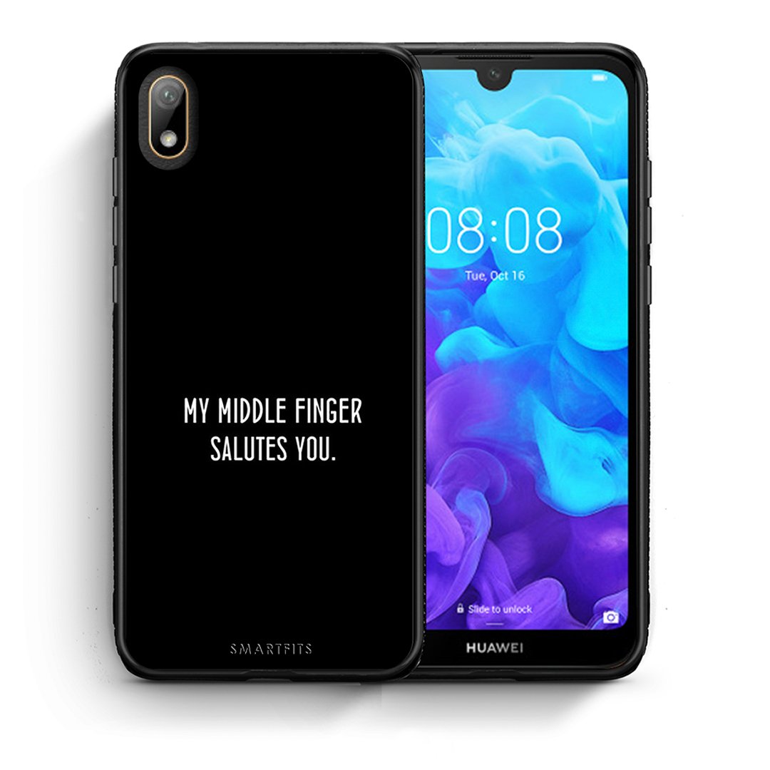 Θήκη Huawei Y5 2019 Salute από τη Smartfits με σχέδιο στο πίσω μέρος και μαύρο περίβλημα | Huawei Y5 2019 Salute case with colorful back and black bezels