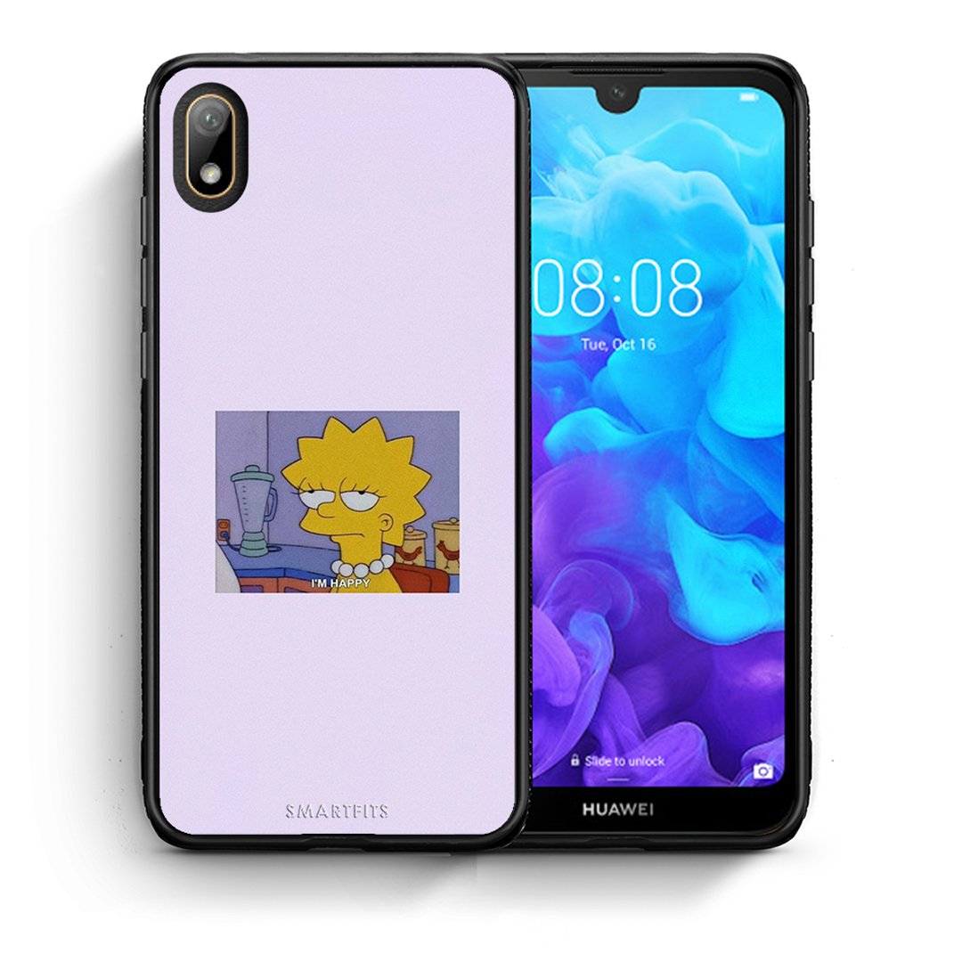 Θήκη Huawei Y5 2019 So Happy από τη Smartfits με σχέδιο στο πίσω μέρος και μαύρο περίβλημα | Huawei Y5 2019 So Happy case with colorful back and black bezels