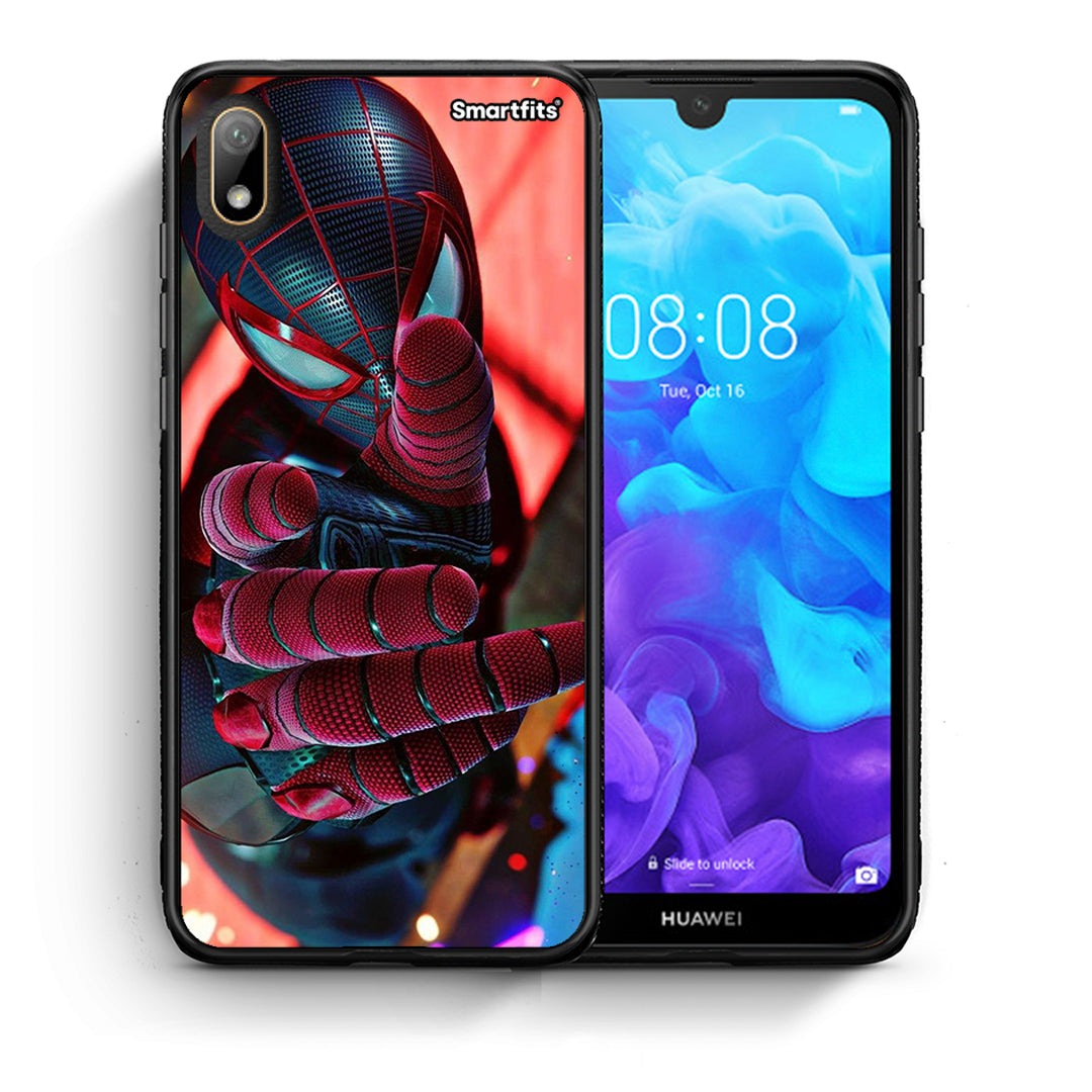Θήκη Huawei Y5 2019 Spider Hand από τη Smartfits με σχέδιο στο πίσω μέρος και μαύρο περίβλημα | Huawei Y5 2019 Spider Hand case with colorful back and black bezels