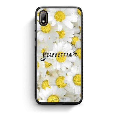 Huawei Y5 2019 Summer Daisies Θήκη από τη Smartfits με σχέδιο στο πίσω μέρος και μαύρο περίβλημα | Smartphone case with colorful back and black bezels by Smartfits