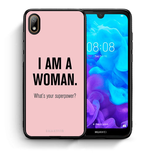 Θήκη Huawei Y5 2019 Superpower Woman από τη Smartfits με σχέδιο στο πίσω μέρος και μαύρο περίβλημα | Huawei Y5 2019 Superpower Woman case with colorful back and black bezels