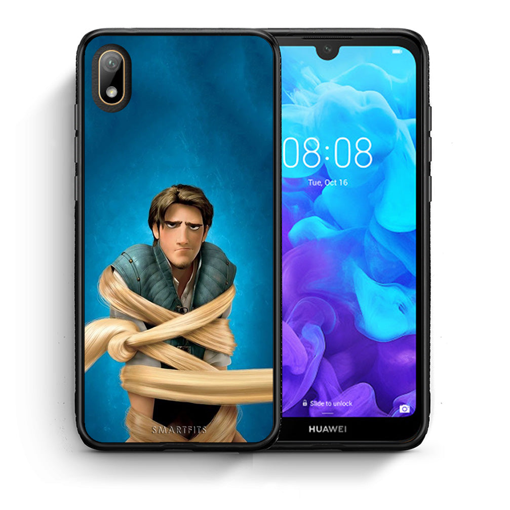 Θήκη Αγίου Βαλεντίνου Huawei Y5 2019 Tangled 1 από τη Smartfits με σχέδιο στο πίσω μέρος και μαύρο περίβλημα | Huawei Y5 2019 Tangled 1 case with colorful back and black bezels